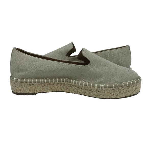 JOIE Cara Platform Espadrilles Womens 8M Tan & Silver Fabric Memory Foam 684661 - Picture 3 of 10